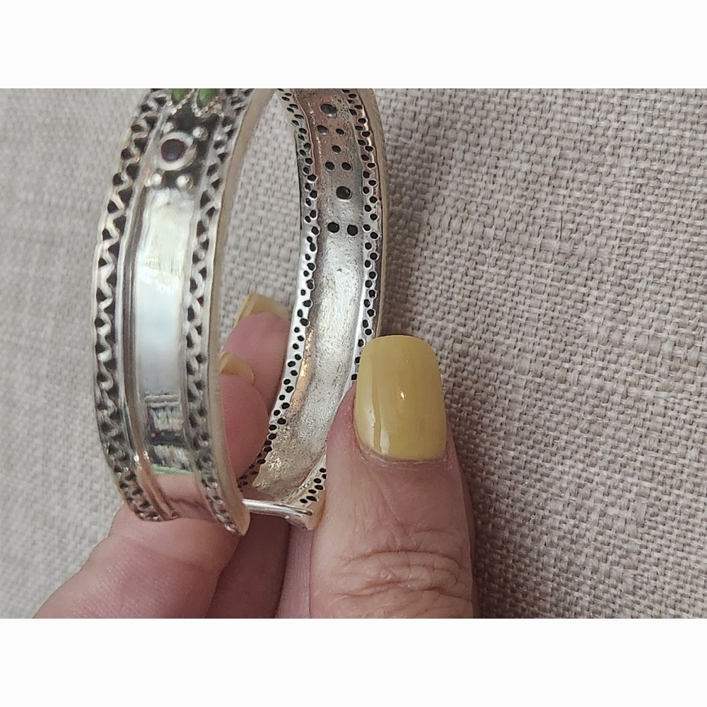 Studio Barse Silver Cuff Bracelet with Intricate Stone Design - Picture 5 of 9